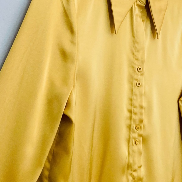 SHEIN gold sateen dress shirt S - Picture 2 of 10